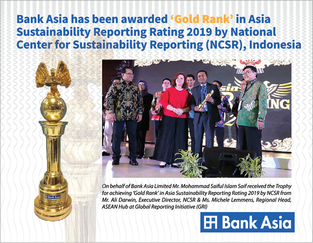 Bank Asia awarded Gold Rank in Asia Sustainability Reporting Rating 2019 Award  by NCSR, Indonesia